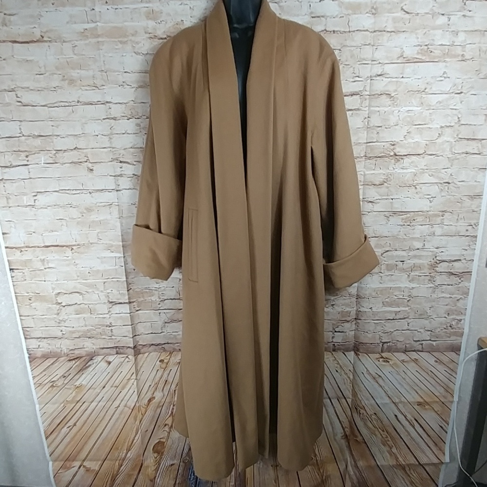 International Scene long overcoat tan cuffed wrist